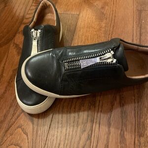 Frye Black Leather Zip Sneakers